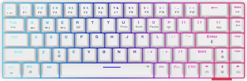 Portronics POR 1607 Bluetooth, Wireless Standard Gaming Keyboard Compatible with Desktop, Laptop, Mac Hydra 10/5.0 + 2.4 GHz, RGB, Type C Charging,Mechanical Bluetooth,  (Red Switch, White)