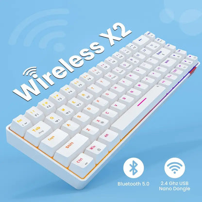 Portronics POR 1607 Bluetooth, Wireless Standard Gaming Keyboard Compatible with Desktop, Laptop, Mac Hydra 10/5.0 + 2.4 GHz, RGB, Type C Charging,Mechanical Bluetooth,  (Red Switch, White)